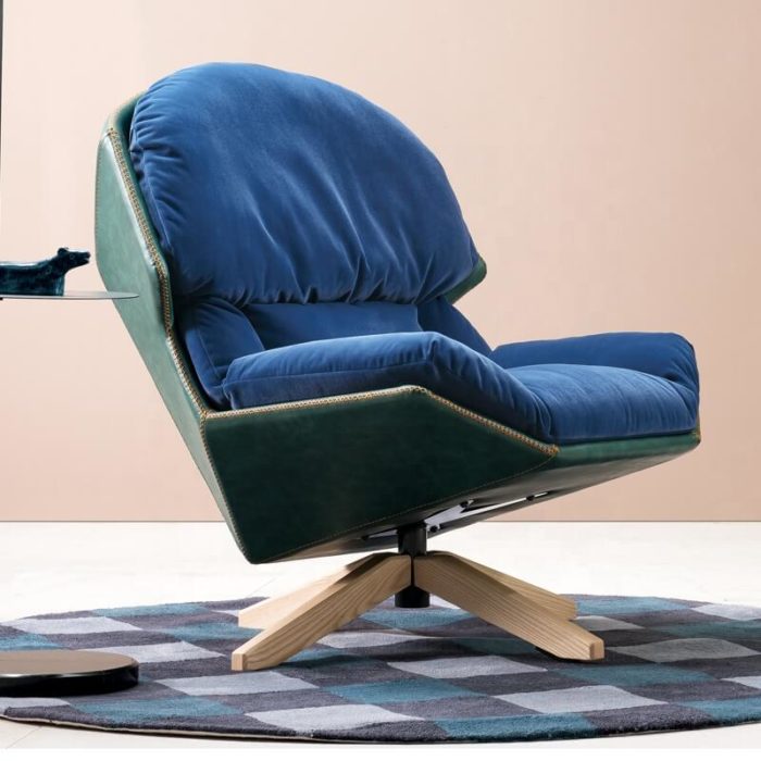 Gem Blue modern velvet armchair