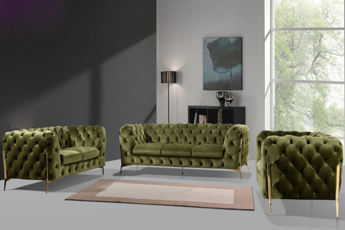 Italian Modern Emerald green Chesterfield Sofa