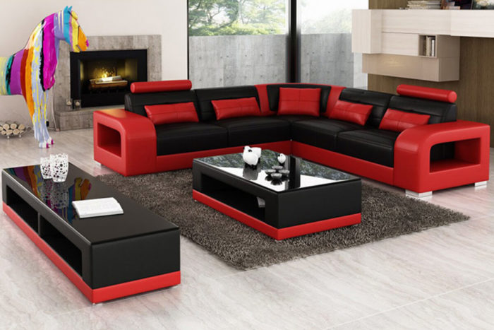 5 seater red corner sofa