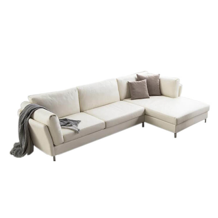 modular leather corner sofa in white color