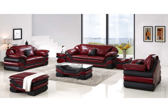contemporary red couch set