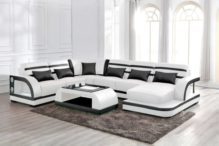 Unique large leather sectional with storge
