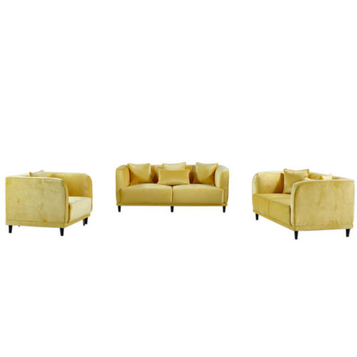 yellow velvet sofa set