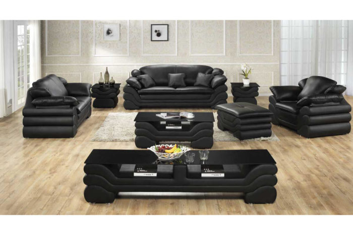 black leather sofa and chair set