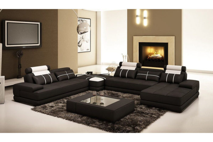 black leather deluxe corner sofa