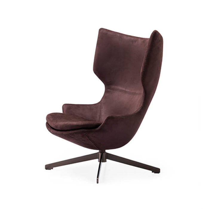 brown velvet lounge chair