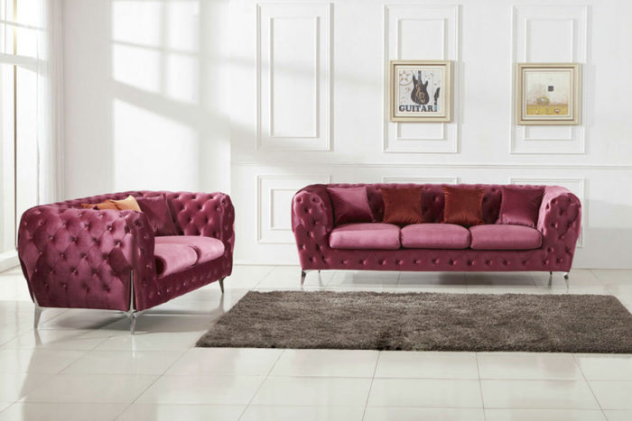pink chesterfield fabric sofa