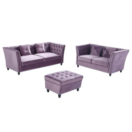 purple comfy chesterfield sofa