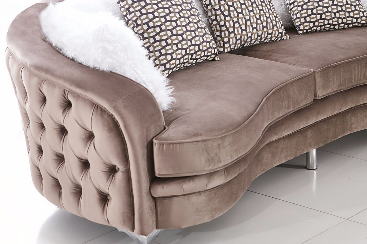 Round Fabric Chesterfield Sofa | Velvet Chesterfield Sofa With Ottoman