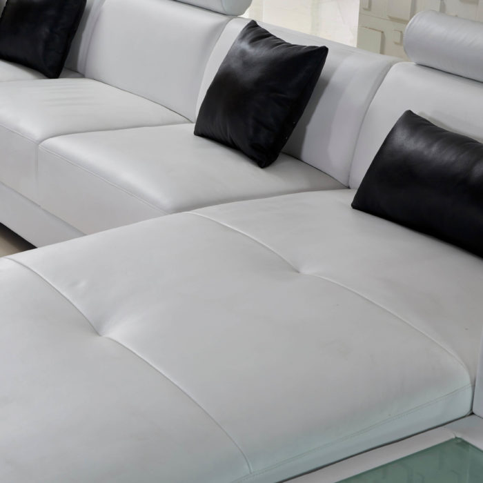 white leather sectional couch