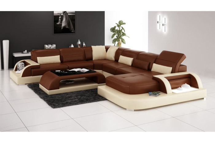 5 piece comfy brown u sectional sofa