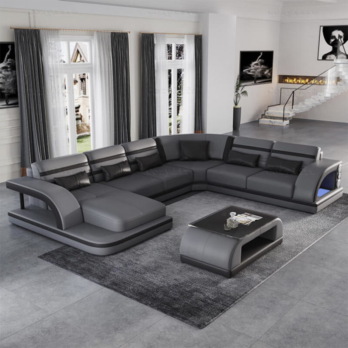large gray sectional sofa with storage