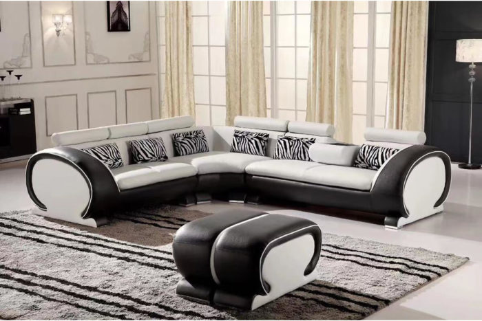 black l shape sofa with ottoman