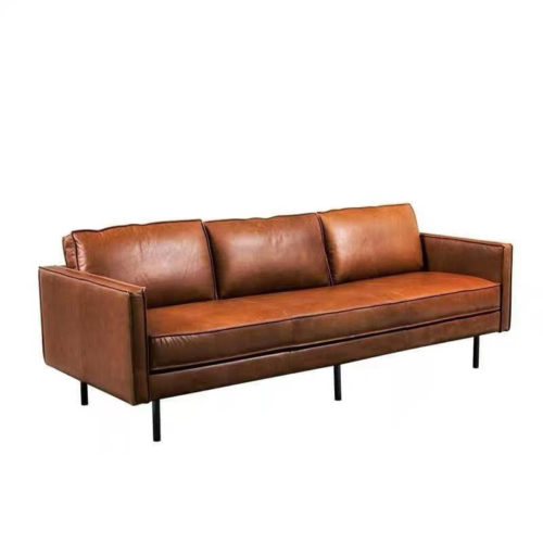 Brown tan leather sofa