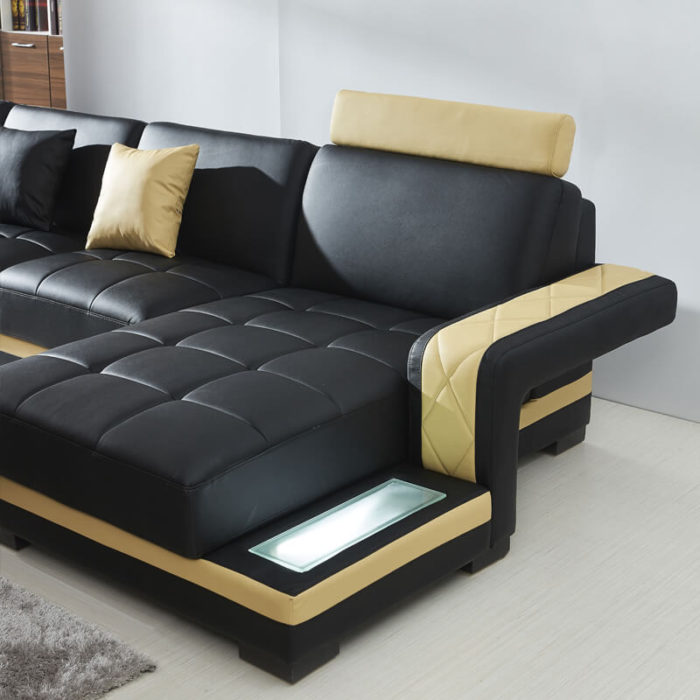modular leather sofa with led lights