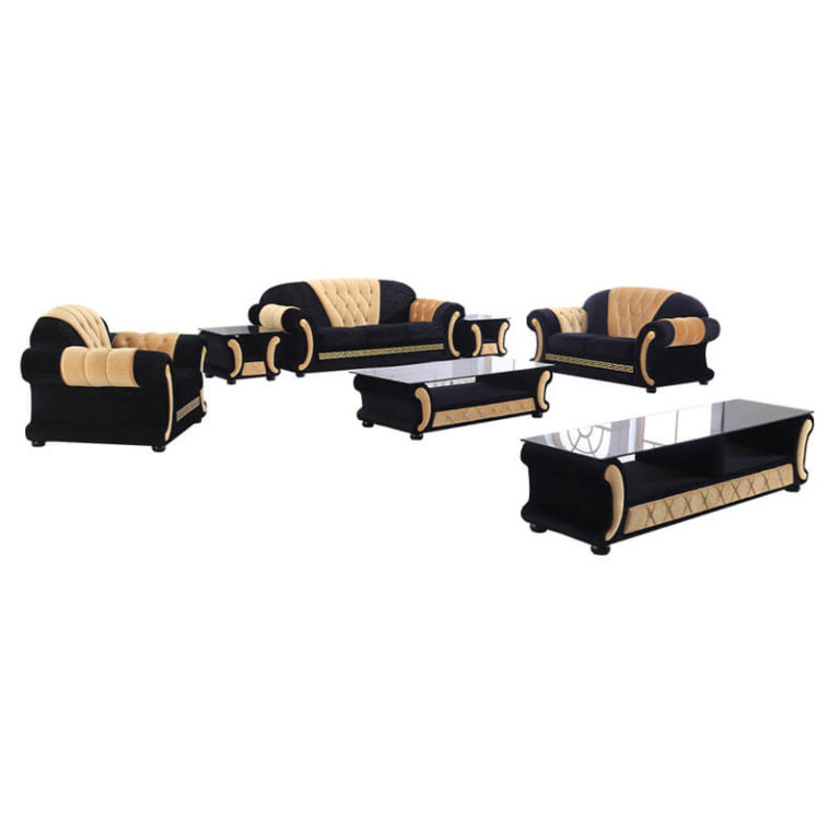 Royal Tufted Sofa Set With Coffee Table Classic Leather Sofa Set