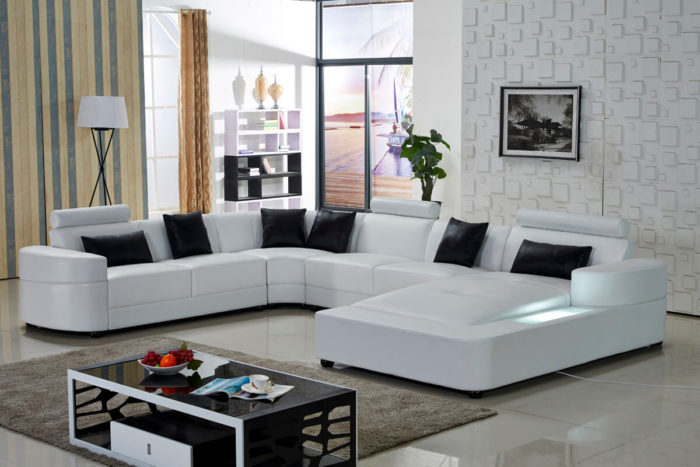 white leather sectional u shaped modular lounges
