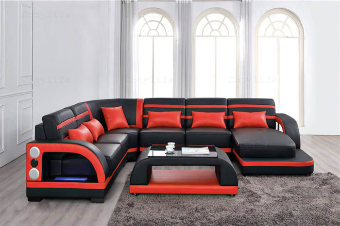 new design big sectional couch with bluetooth speakers