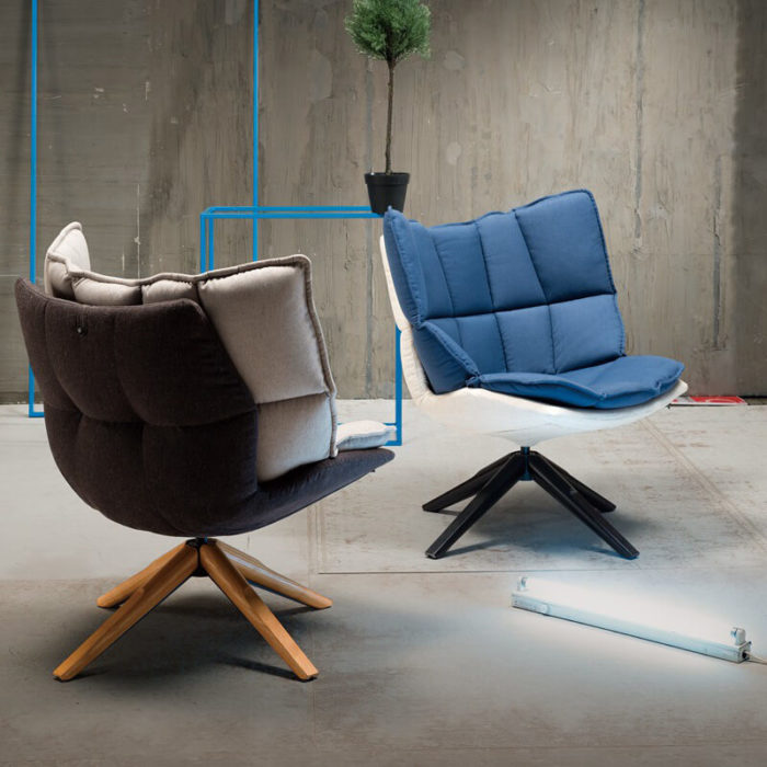 modern blue rotate armchair