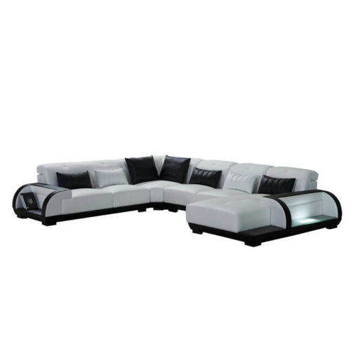 white microfiber sectional couches