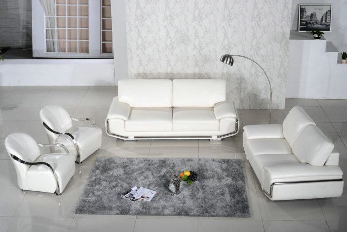 white leather couch set