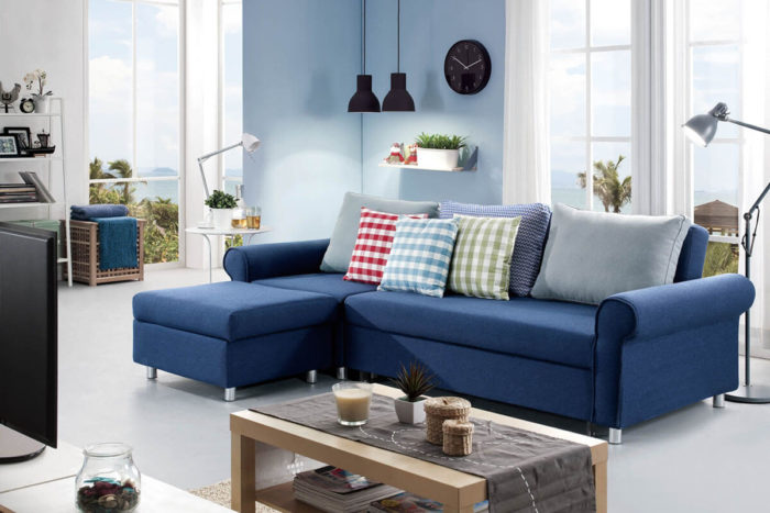 modern blue ottoman sofa bed