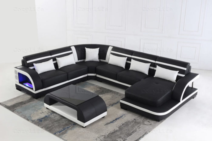 top grain leather sectional with USB ports