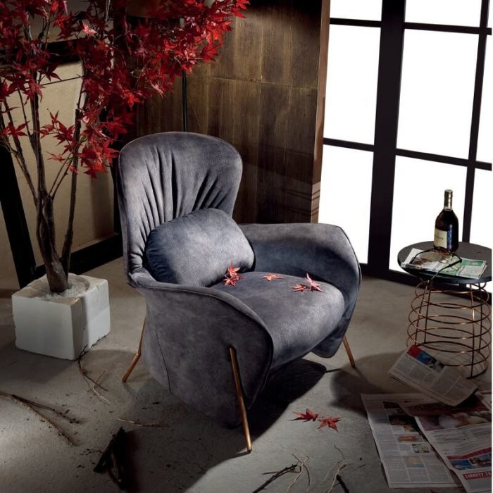 blue velvet lounge chair