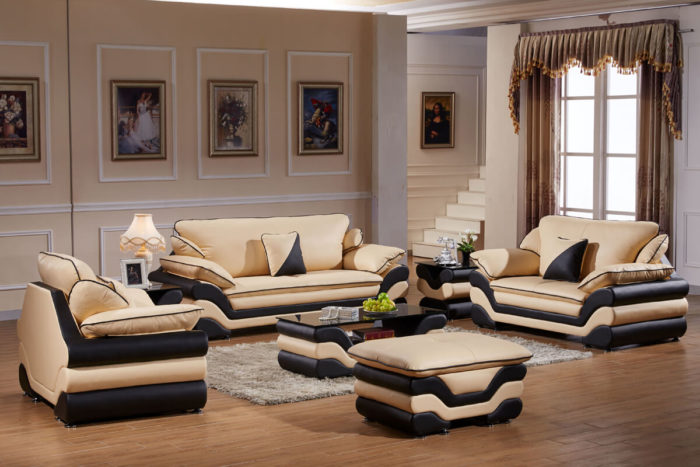 Royal yellow leather sofa set