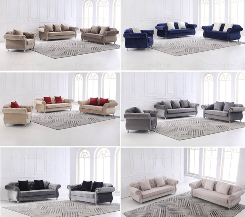 living room chesterfield sofa set in different colors