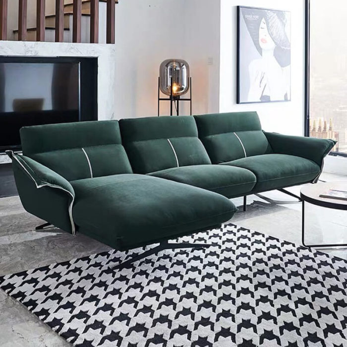 modern green fabric corner sofa