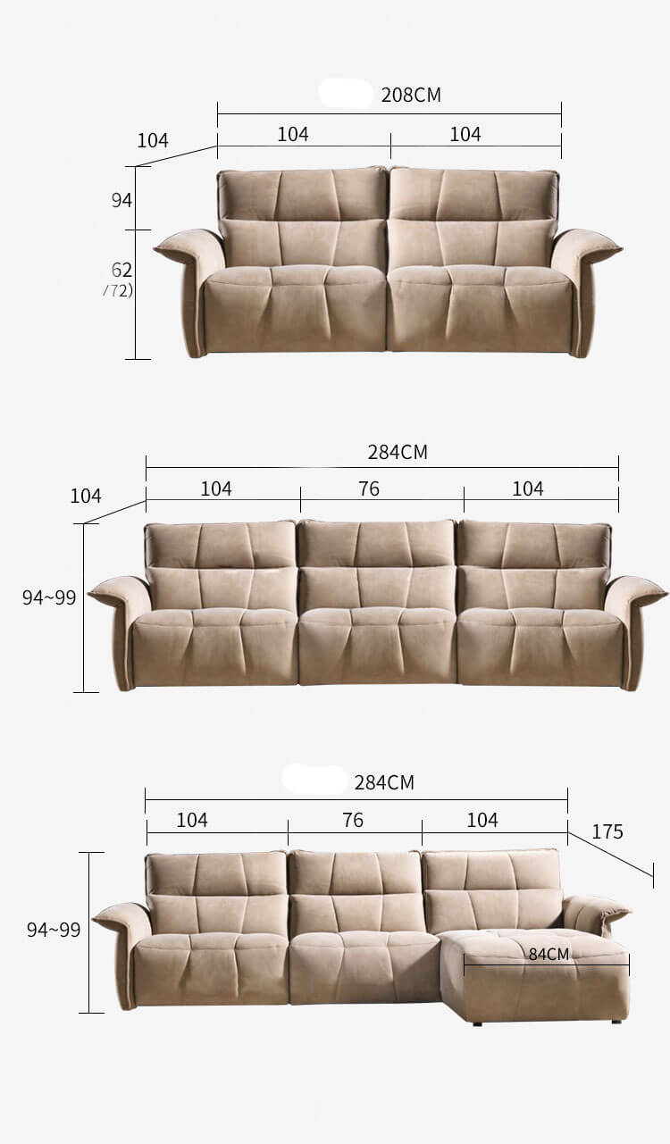 modern sofa recliner size