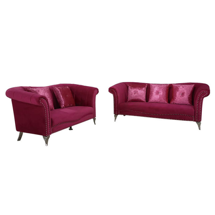 pink high back couch set