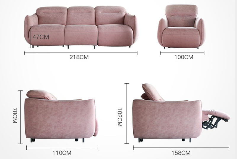 recliner sofa set size