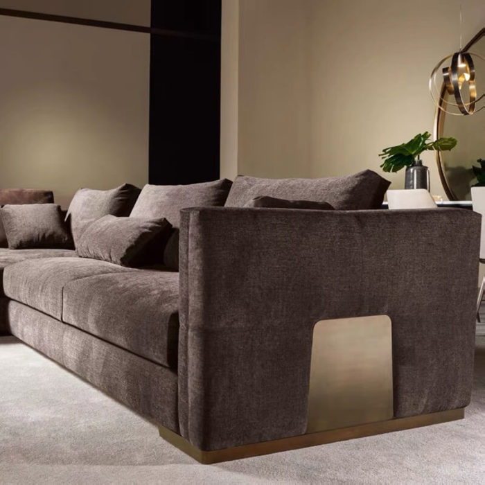 velvet sectional sofa detail