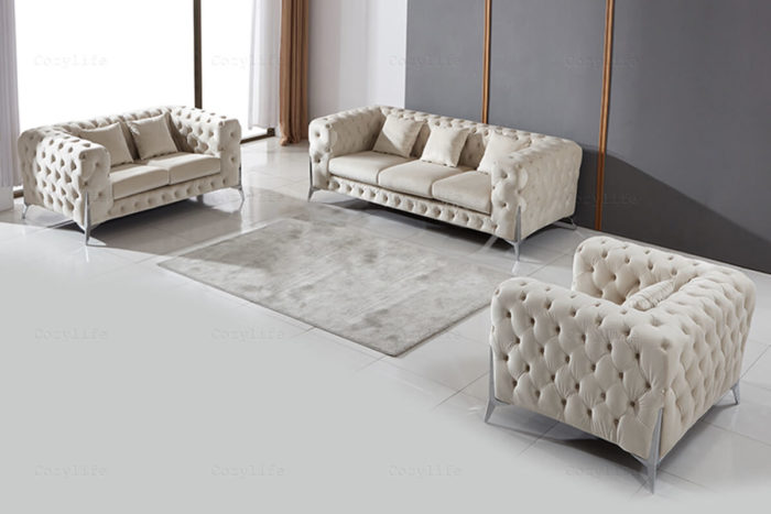 white chesterfield sofa set