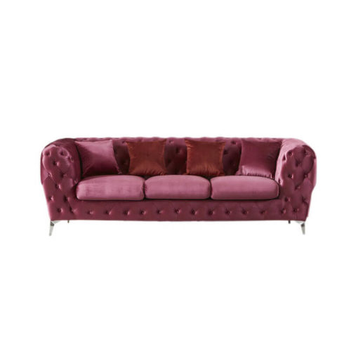 upholstered pink velvet chesterfield sofa