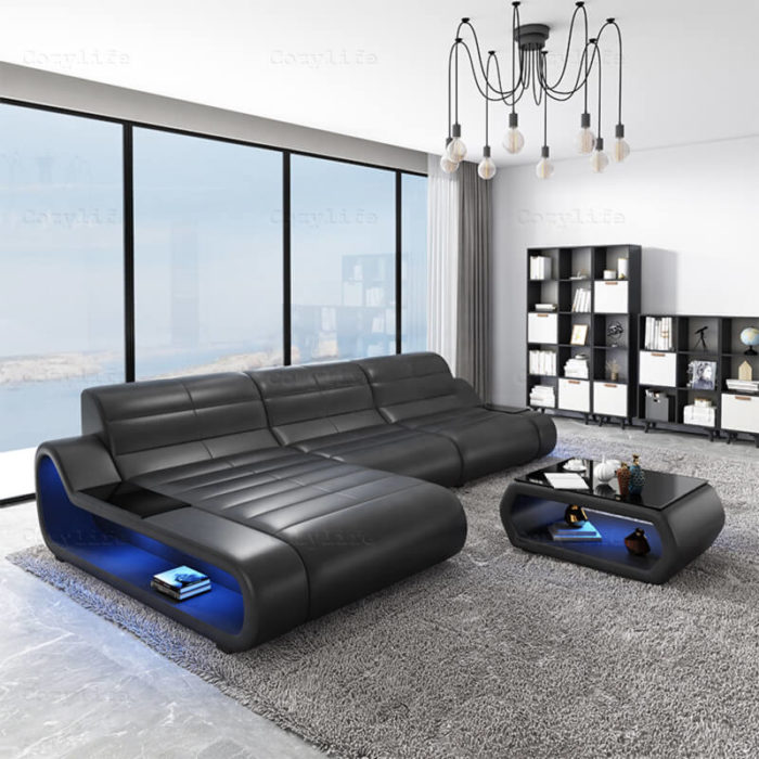 new design black sectional sofa