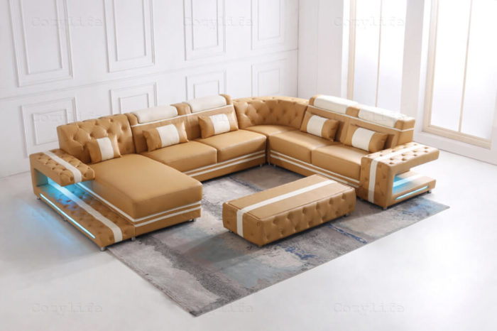Yellow XL couch with chaise