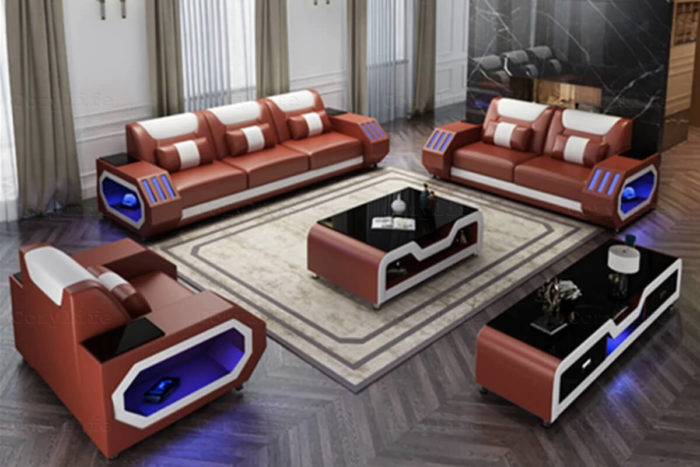 brown leather couch set modern