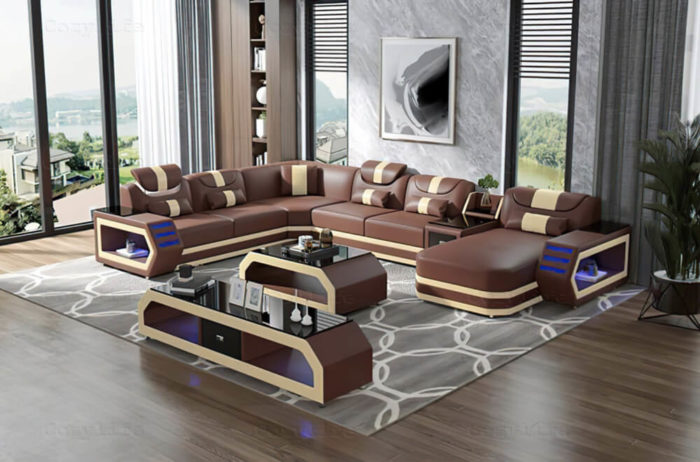 brown long sofa with chaise