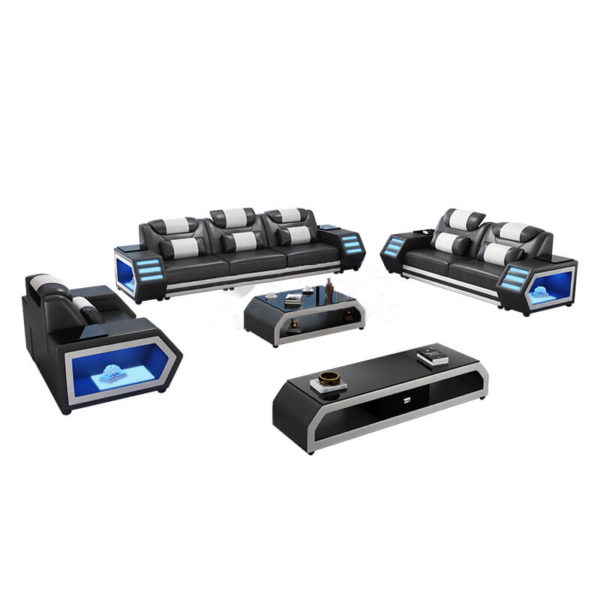 Black and white modern large faux leather sofa set China Sofa