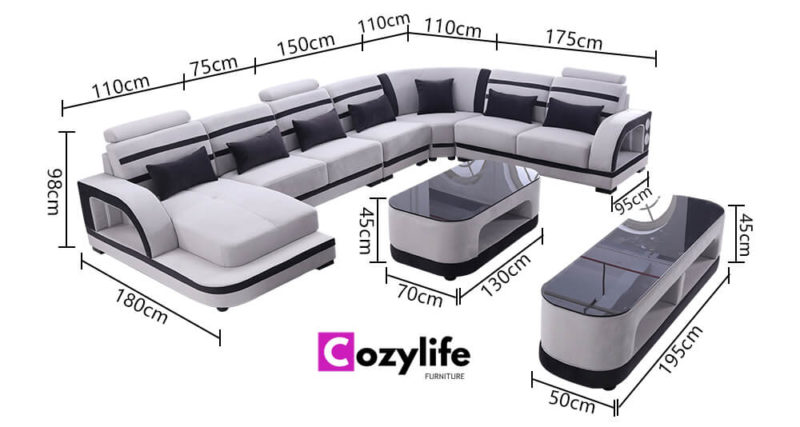 contemporary sectional sofa size