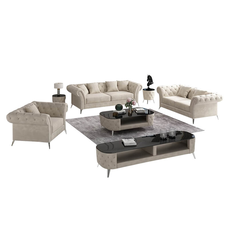 Wholesale Sofa Chesterfield Set From China With Tables