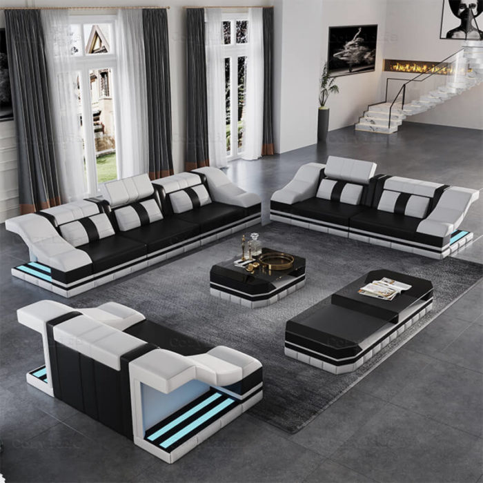 new modern sofa set with coffee tables