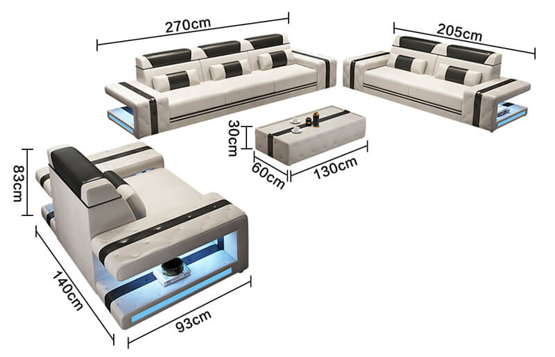 smart furniture sofa set size